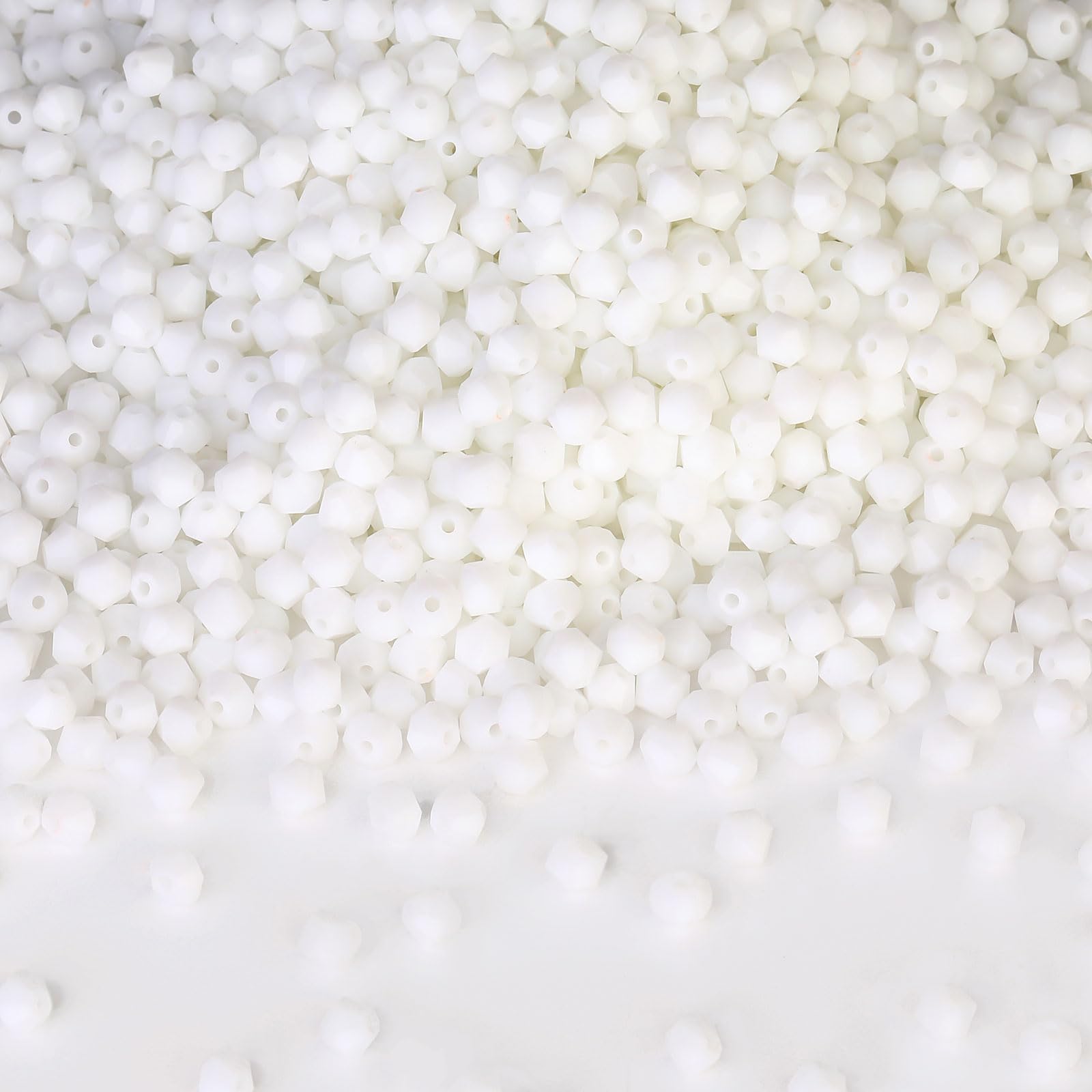 720 Pcs 4mm Bicone Crystal Beads - Porcelain White, Glass Beads for Jewellery Making