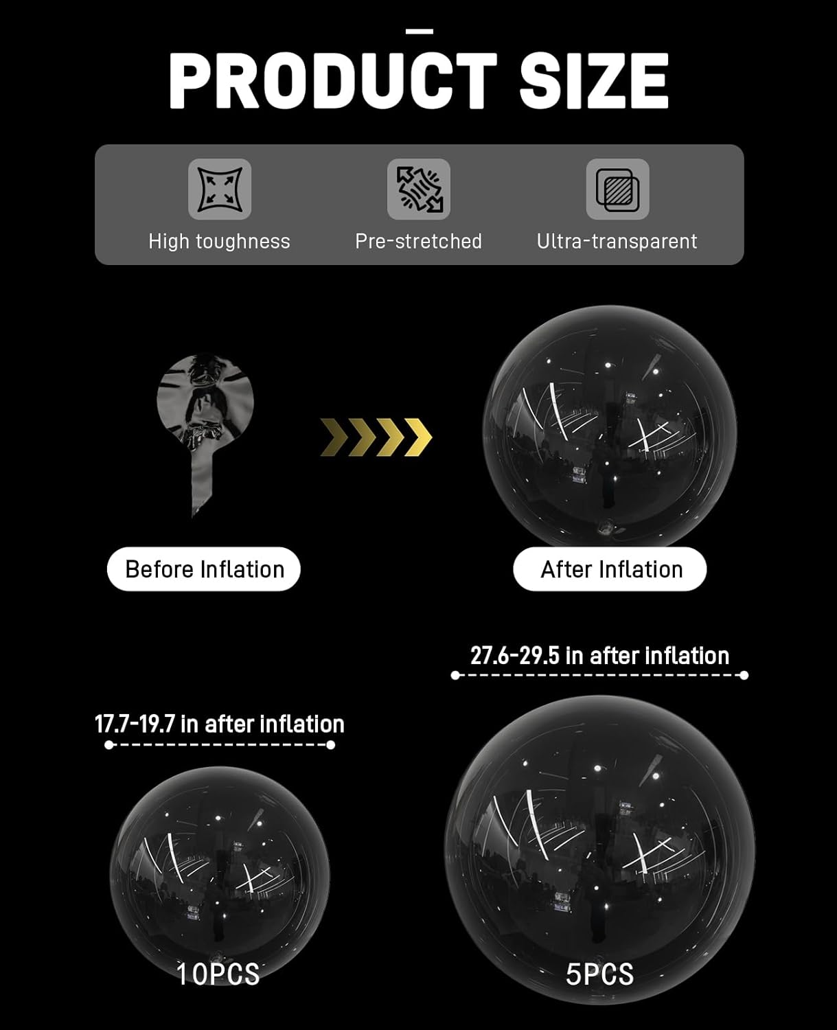 15PCS 20"/30" Large Bubble Bobo Balloons set, Globos Burbuja De Pulgadas Transparente, Clear Bubbles Balloon
