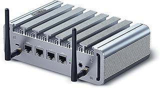 HISTTON Fanless Pf-Sense Mini PC 4 LAN I225 2.5Gbe NICs, Celeron J4125, DDR4 4GB RAM 64GB SSD, Fanless Mini PC, HD, VGA, WiFi, BT4.0,Watch Dog, AES-NI, ESXI, PXE, OPNsense/Windows 10 Pro