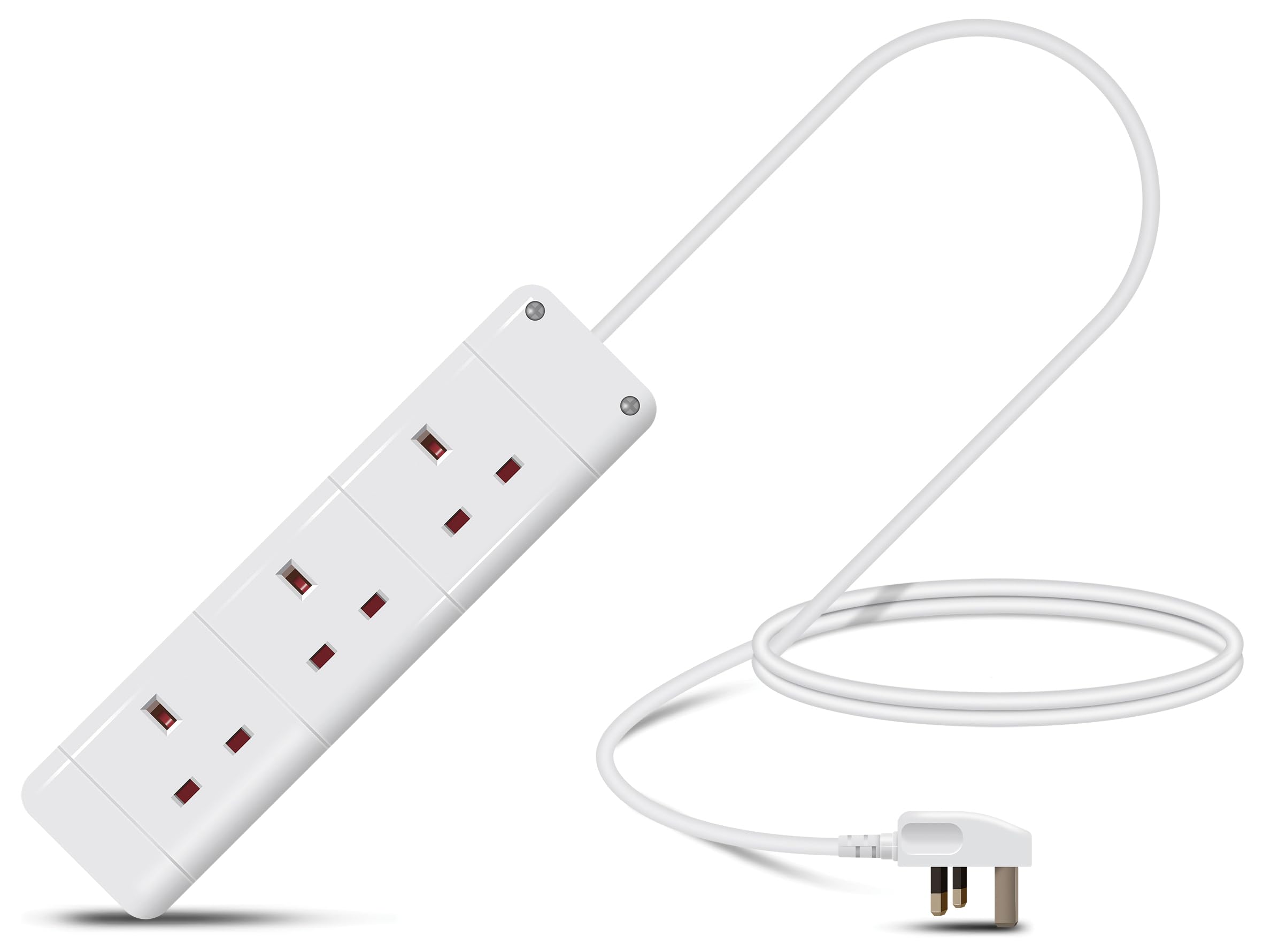Eagle Three Gang Mains Power 13A Extension Socket to 13A UK Plug Lead Cable, British Standards BS1363 1m