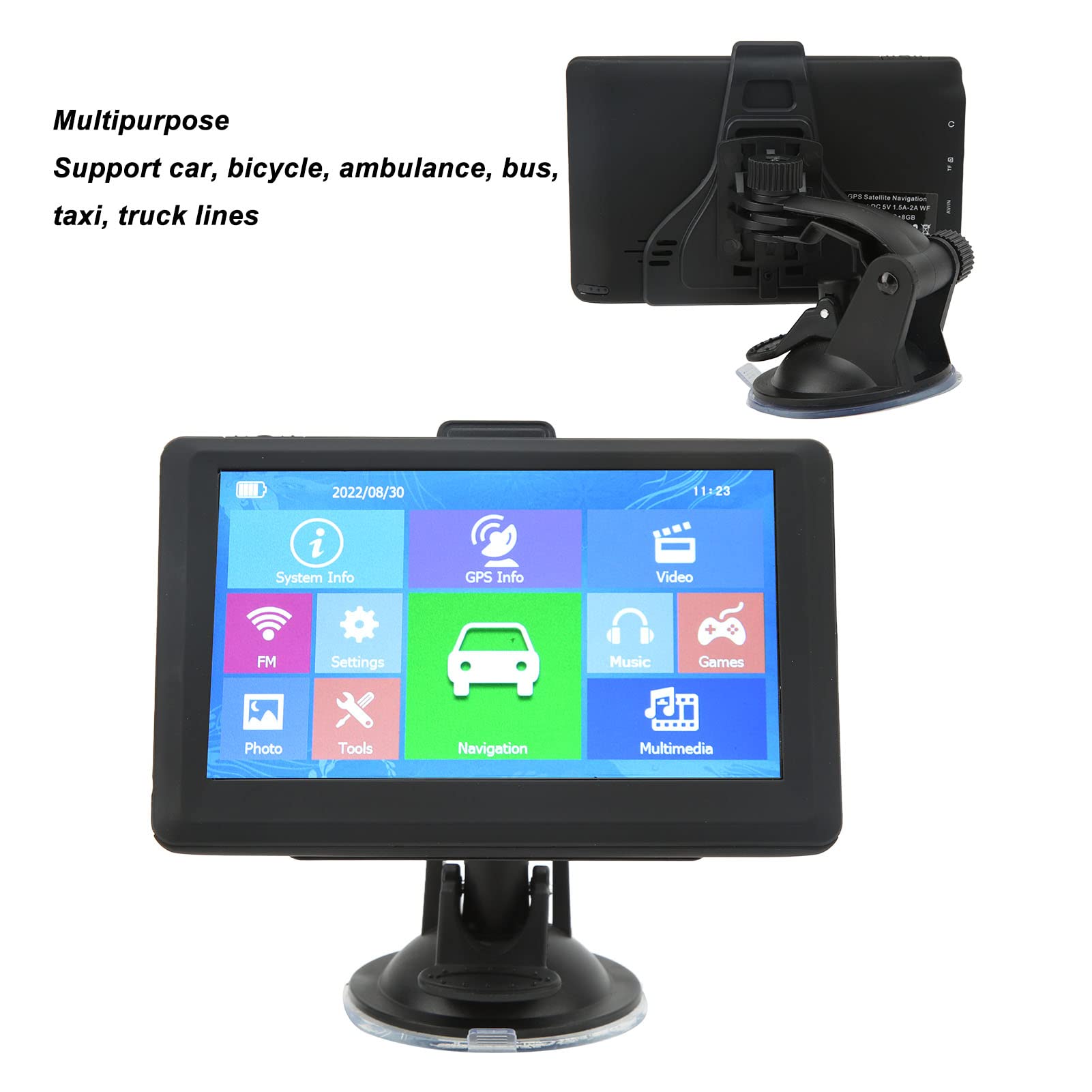 Navigatore GPS per Auto, di Navigazione GPS per Camion con Touchscreen da 5 Pollici 8 GB 256 M con Guida Vocale, Avviso Autovelox, Trasmissione FM Nitide Mappe