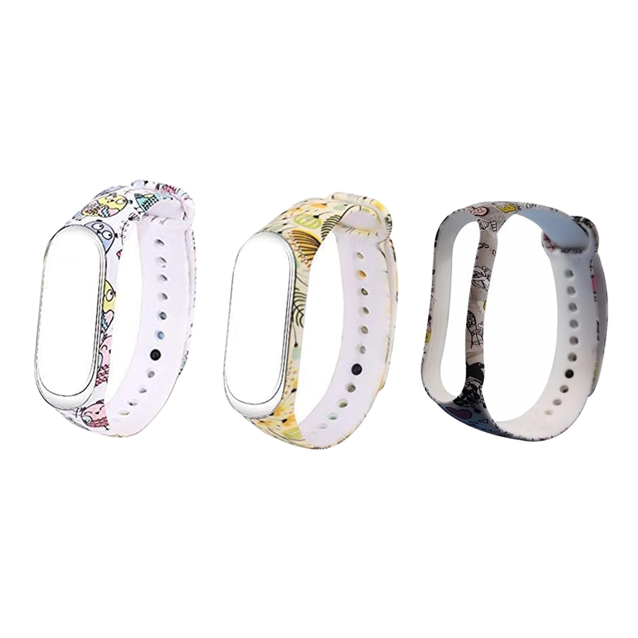 Brain Freezer Silicon Wristband Band Straps Compatible With Mi Band 3, 4, 5 And Band 6 (Combo Pack, Pack of 3) (Design 5, 30,11)-image-41