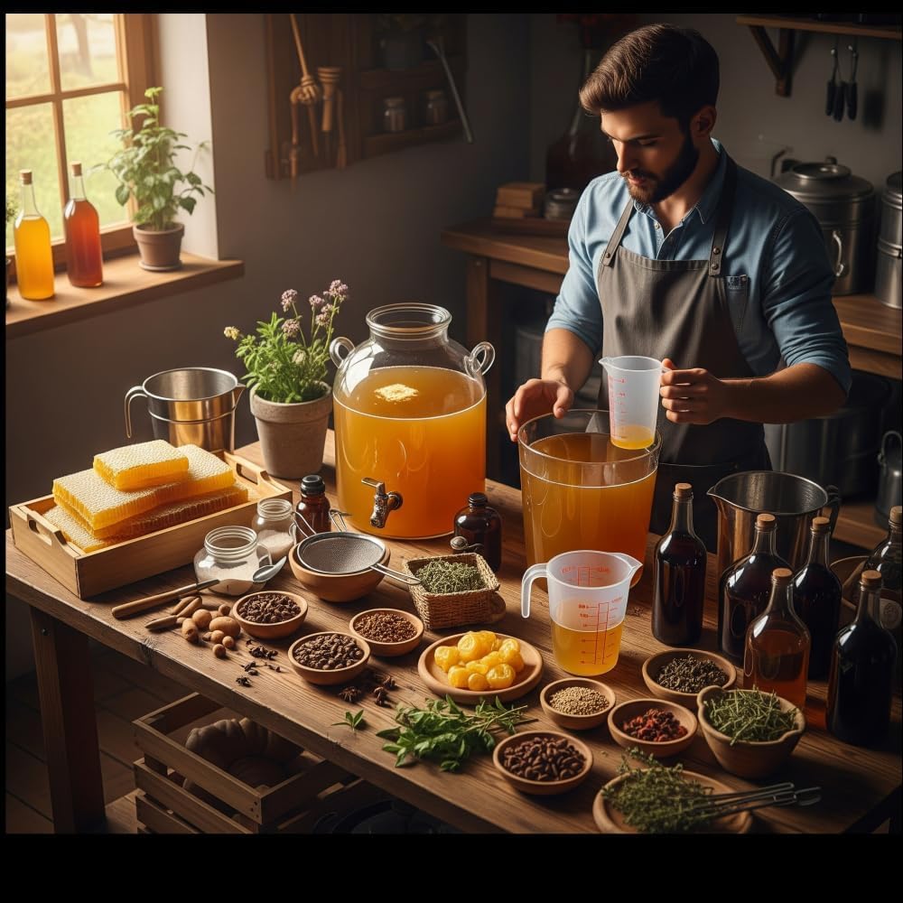 Kit de fabrication d'hydromel de luxe de 21 pièces – Kit réutilisable pour faire votre propre hydromel – Rendement de 3,8 l d'hydromel | Compatibilité bière, vin, fruits, vin, kombucha