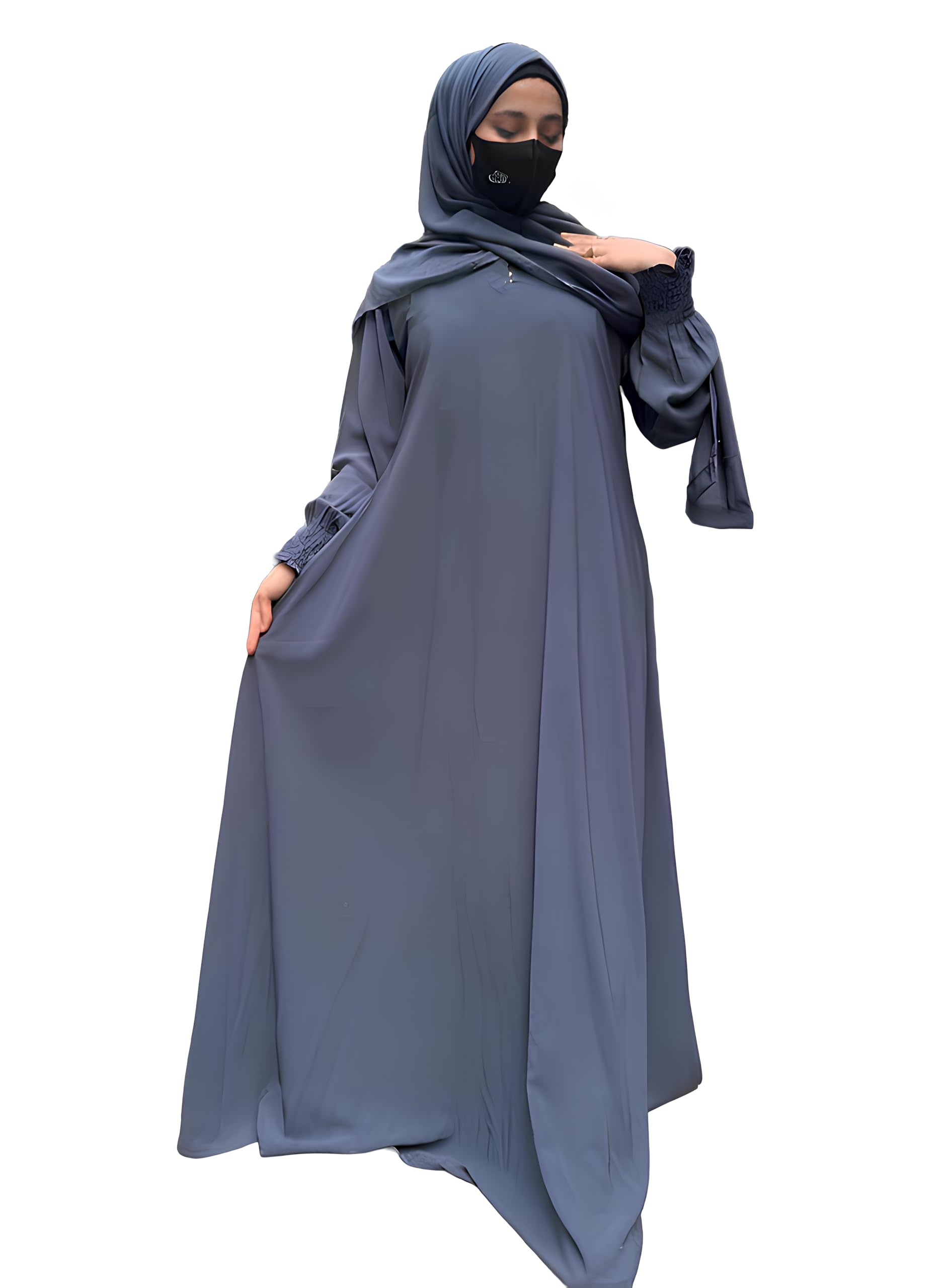 Plain simple burqa with chun sleeves a perfect fit burqa Hijab For Girls And Women suitable up to 65kg body weight and has NO DUPATTA (Grey)