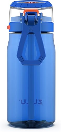 Miniatura 9 de Zulu Kids Flex - Botella de agua con boquilla de silicona, tapa abatible a prueba de fugas y lazo de transporte suave al tacto para mochila escolar,