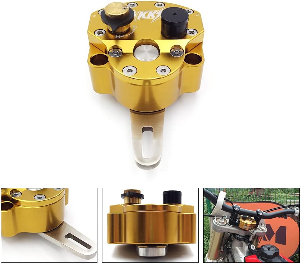 Motorcycle Front Steering Damper Stabilizer Fit For CRF YZF EXC RMZ KLX Most Motorcycle Enduro Pit Dirt Bike Universal Front Motorcycle Safety Control Adjustable Moto Accessories (Gold)