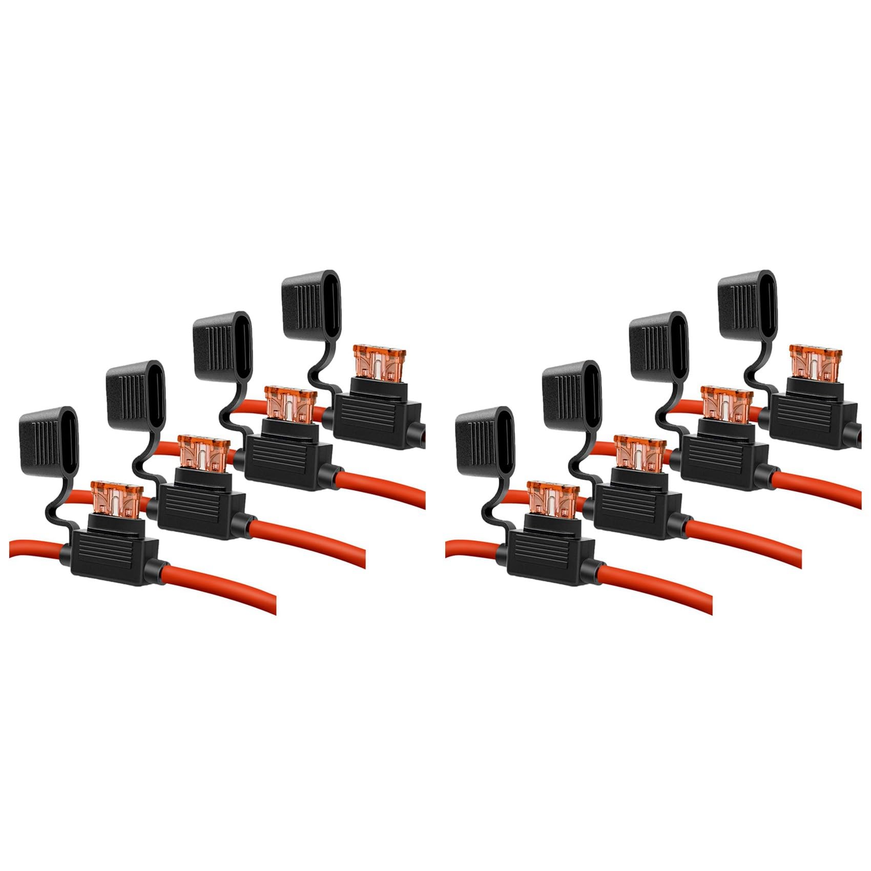 Jnchdghwa Black 10 Gauge Fuse Holder - 10 Awg Inline Fuse Holder With 40 Amp Atc Blade Fuses (8Pack) Automotive Retrofit Fuse Holder