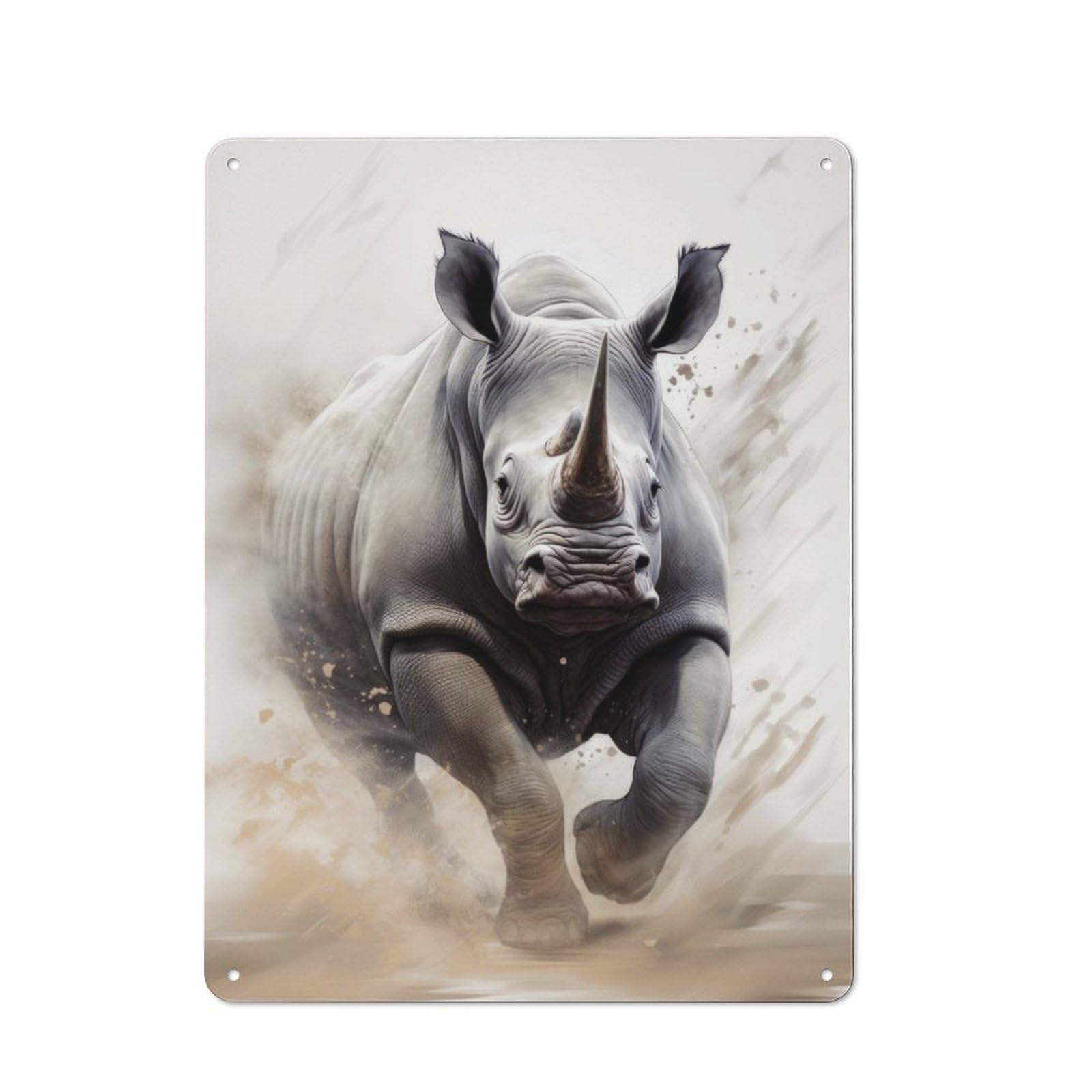 Junmoney Running Black Rhino Retro Metal Wall Sign 40X30cm For Guest Room Or Hallway, New-Space Wall Decor For Home Decor Collectors
