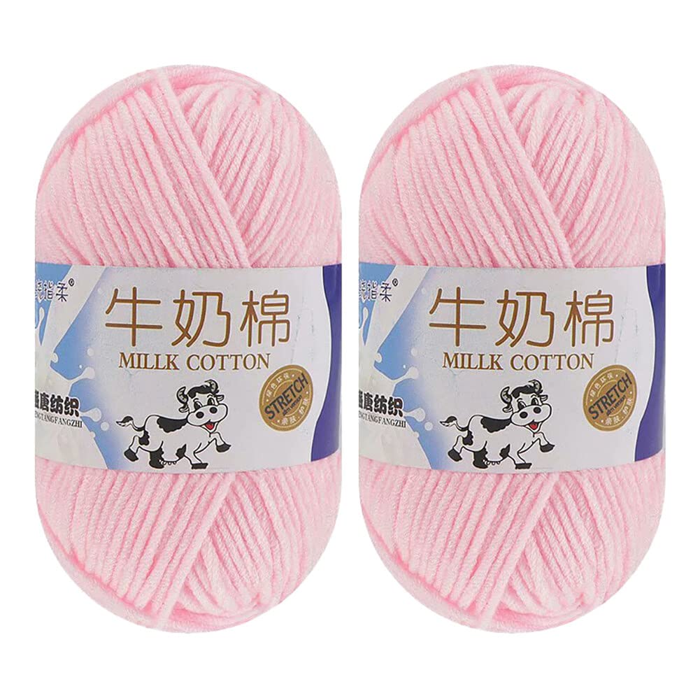 2Pcs 50g Milk Yarn Knitting Cotton Yarn Soft Chunky Hand-Woven Crochet Wool Yarn for Knitting Crochet Baby Garments hat Shoes Socks Scarf Toy Making