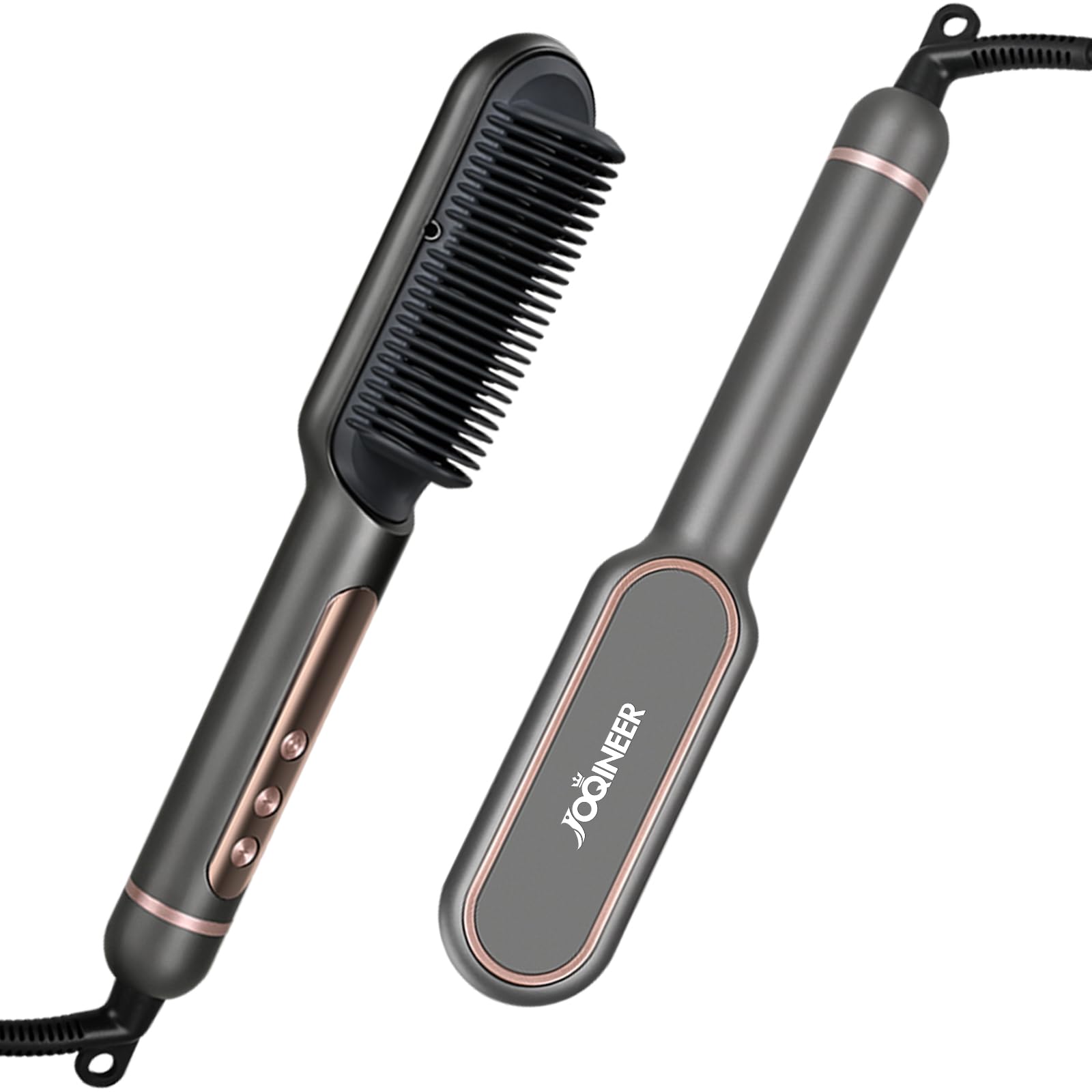 Negative Ionic Hair Straightener Brush-Upgrade Straightening Comb with Negative Ions,9 Temp Settings & LED Display,Anti-Scald