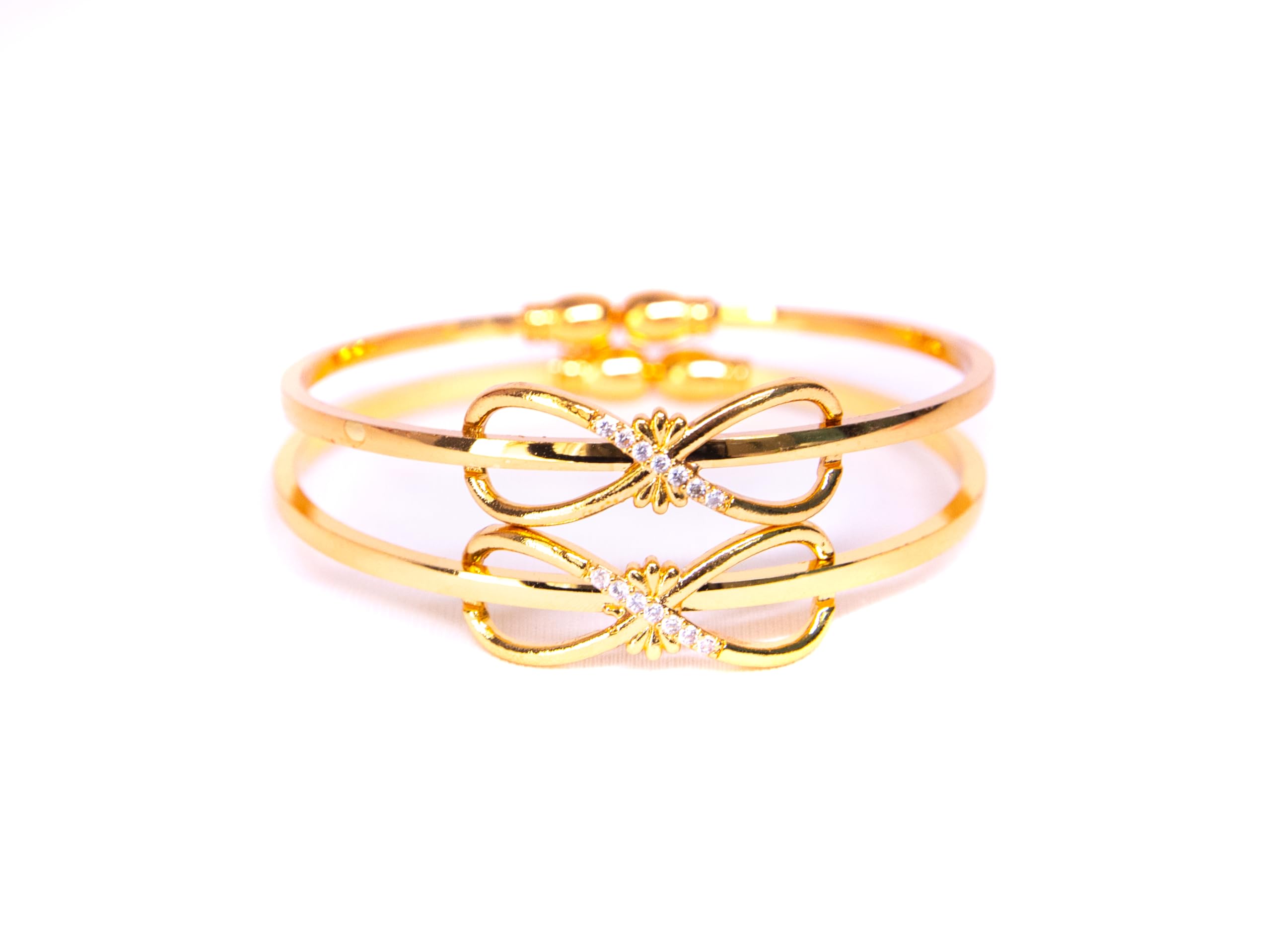 Swara CreationsSet of 2 Gold Plated Traditional Bangle Bracelet for Women & Girls