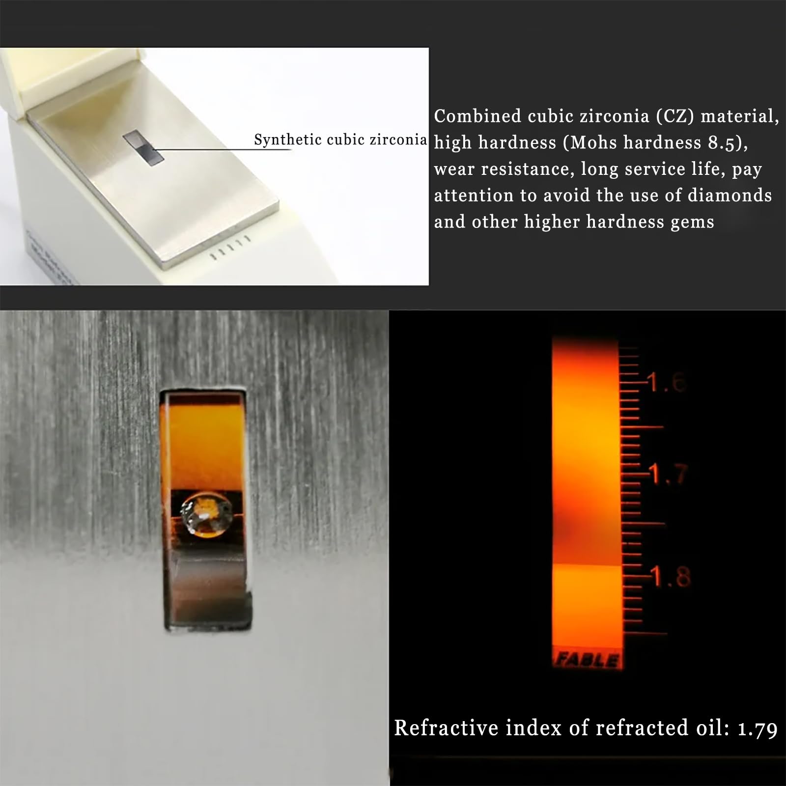 Gem Réfractomètre pour une mesure précise, plage de 1,35 à 1,85, précision de 0,003, design léger avec verres polarisés pour une identification rapide des moissanites et des pierres précieuses