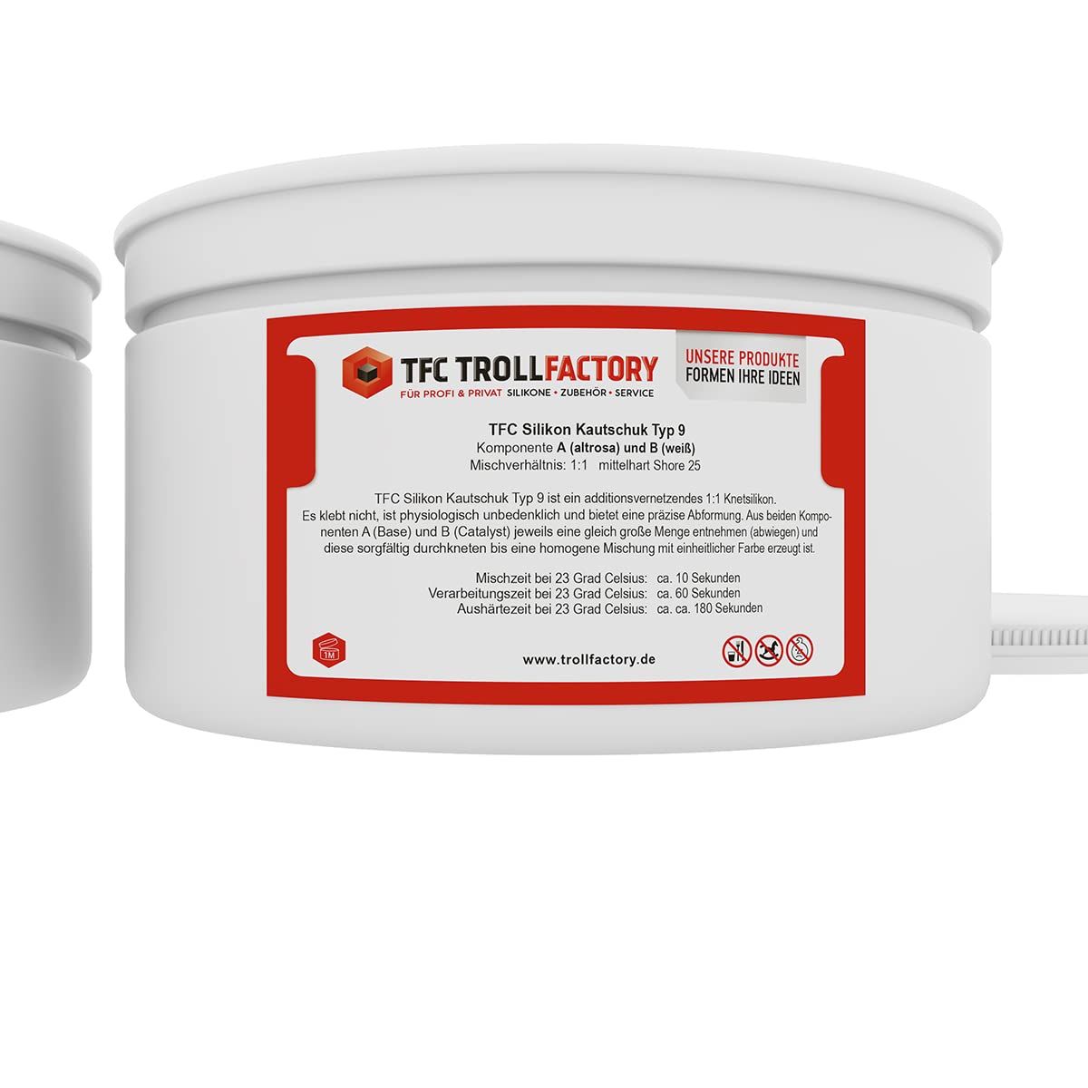 TFC Troll Factory Silicone Gomma Tipo 9 I Silicone Impastatore Medio duro I 1 kg (2 X 500 g)