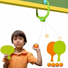 COOKIVA Hanging Table Tennis Self Training Indoor Gaming 2 Rackets and 5 Balls Portable - Double Sparring Hanging Toys Parent Child Interaction Indoor Toys(Table Tennis)
