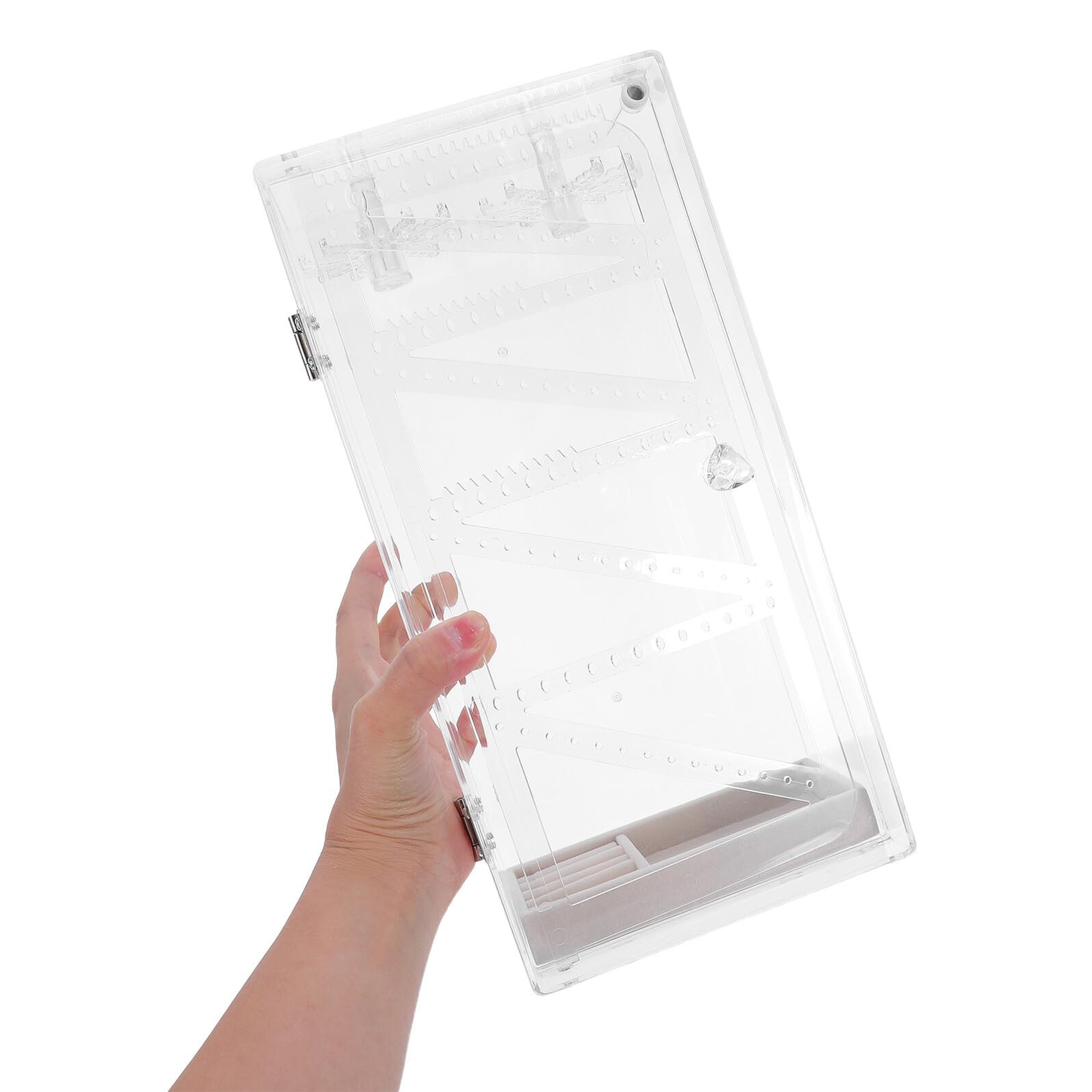 TOYANDONA Estuche Organizador Transparente para Collares Largos con Soporte Giratorio y Bandeja de Terciopelo para Joyas Expositor Antinudos Multifuncional para Pulseras y Anillos