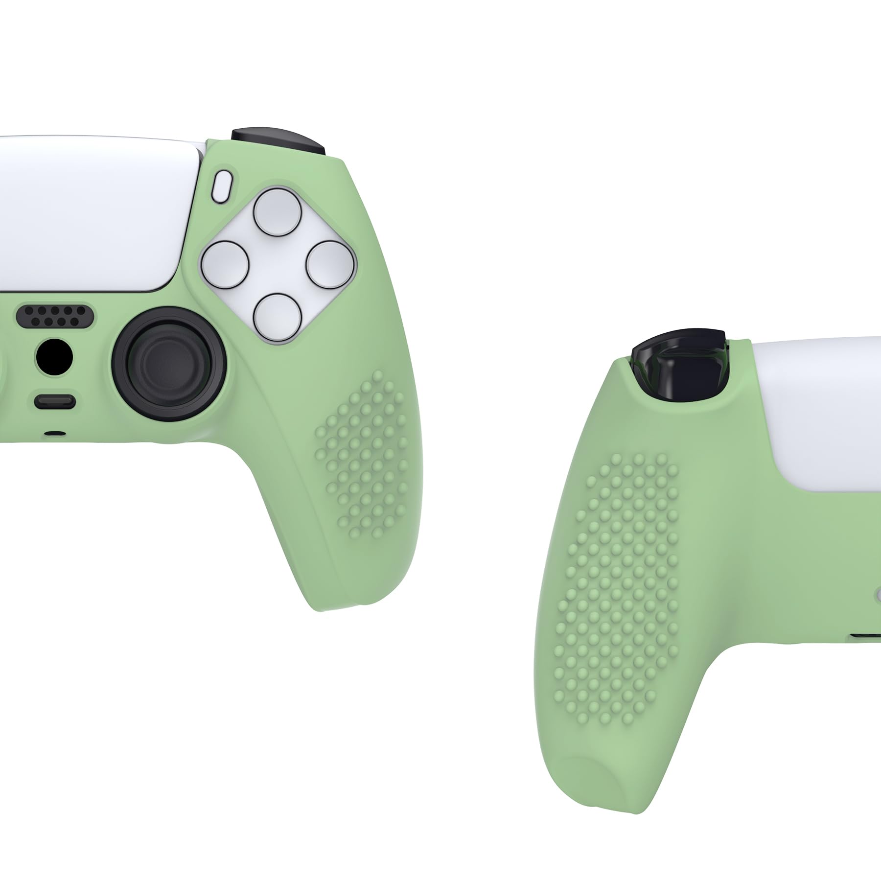 eXtremeRate PlayVital Funda de Silicona para ps5 Mando - Carcasa Protectora con 6 Tapas de Joysticks, Impermeable, Resistente y Antideslizante, Funda de Goma Suave, 3D Tachonado (Matcha Verde) - 5