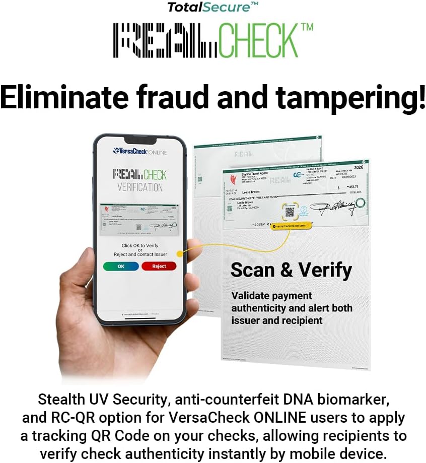 VersaCheck ONLINE REALCheck verification process on a smartphone