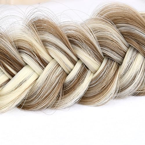 BOBIYA Messy Wide 2 Strand Synthetic Hair Braided Headband Classic Chunky Plaited Hair Headband (Highlighted Ash Brown) - Image 2