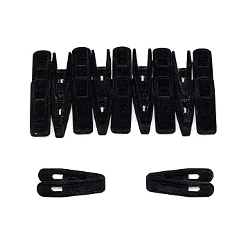 Towjaw Black Velvet Hanger Clips 20 PCS,Pant Hangers with Clips,Baby Kids Hangers Clips,Strong Hanger Clips,Skirt Hangers with Clips