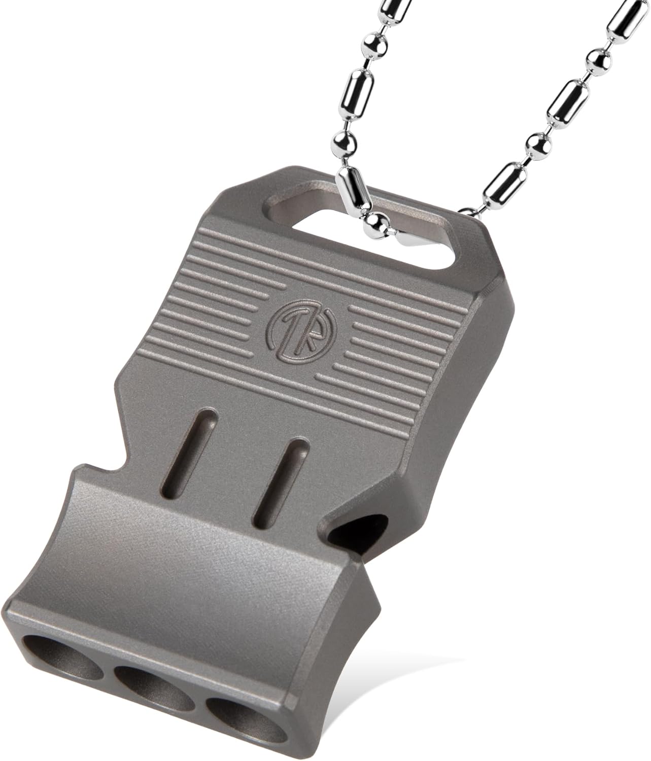 TACRAY Titanium Survival Whistle: Loud 120-130dB, Portable for Hiking & Safety TACRAY Titanium Survival Whistle: Loud 120-130dB, Portable for Hiking & Safety