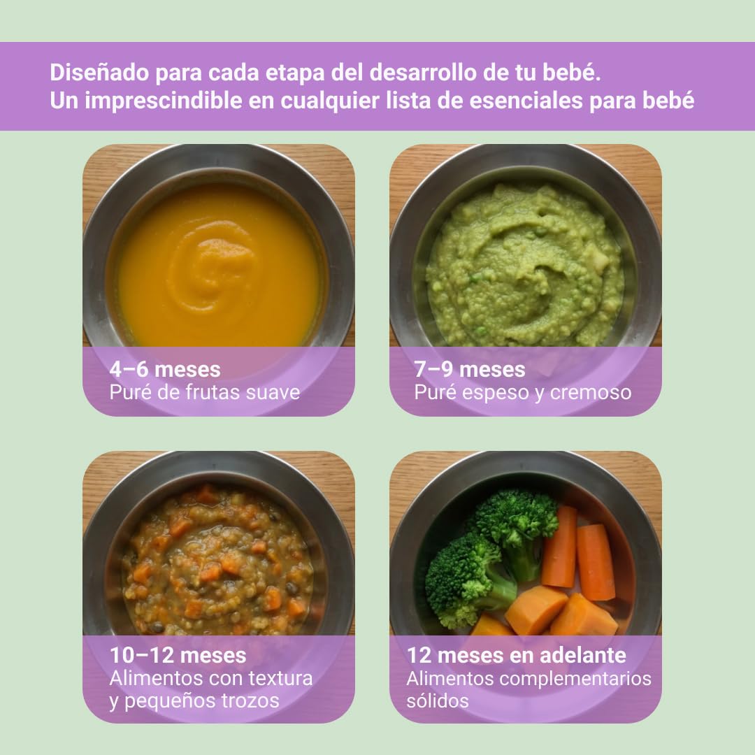 BabyBoo Robot de Cocina para Bebés 7 en 1 - Cocina al Vapor y Tritura en 20 Minutos, Potente 300W, Calientabiberones y Esterilizador, Vaso de Tritan, Cesta de Acero Inoxidable, Pantalla Digital
