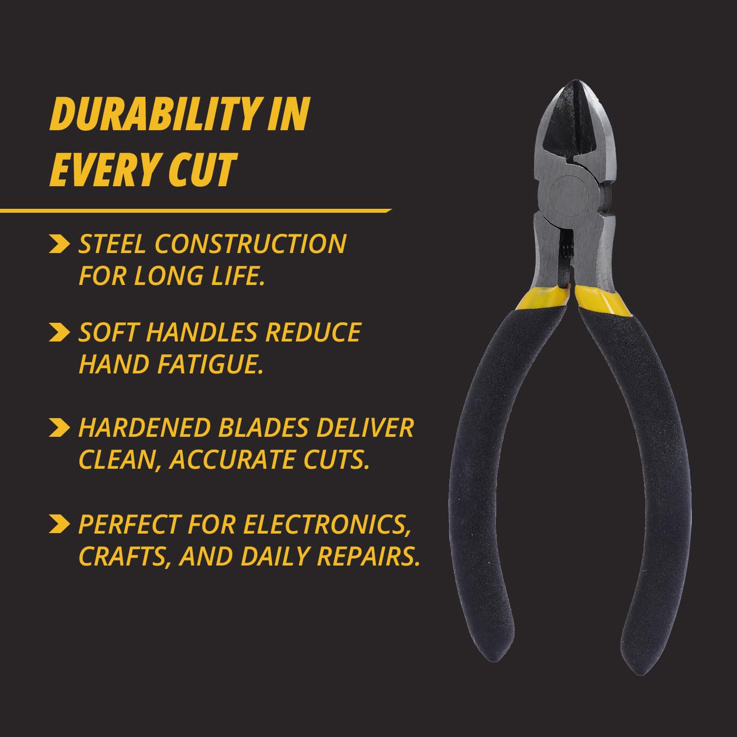 SENSH Mini Side Cutting Plier 5 Inch (125mm) High Carbon Steel Forged, Heat Treated Heavy Duty Cutter with Strong Shear Force and Double Dipped Grip Handle