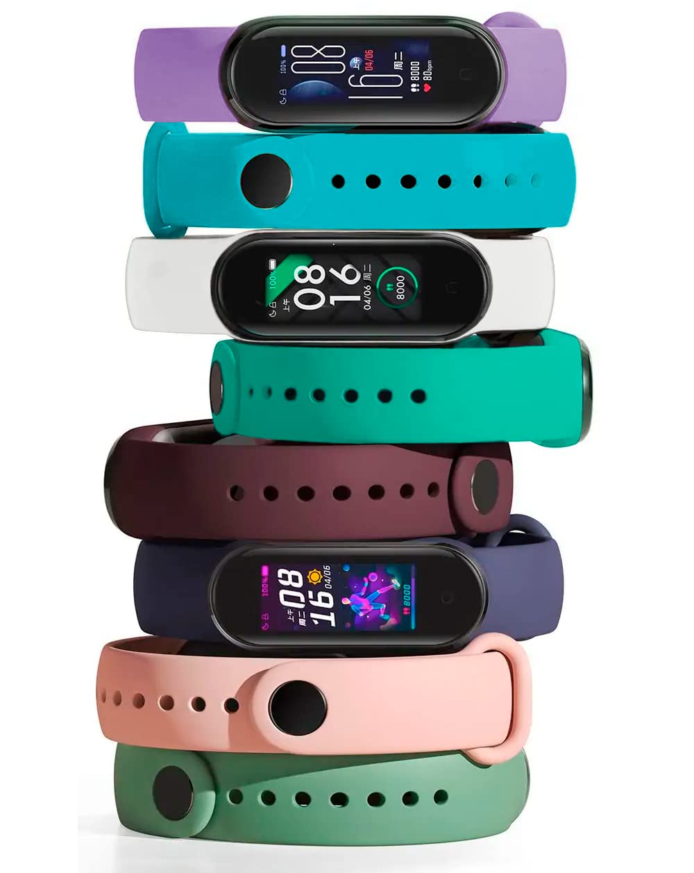 Pulseira para Mi Band 6 Xiaomi Kit com 8 Unidades + Pelicula e Saquinho Lúmu