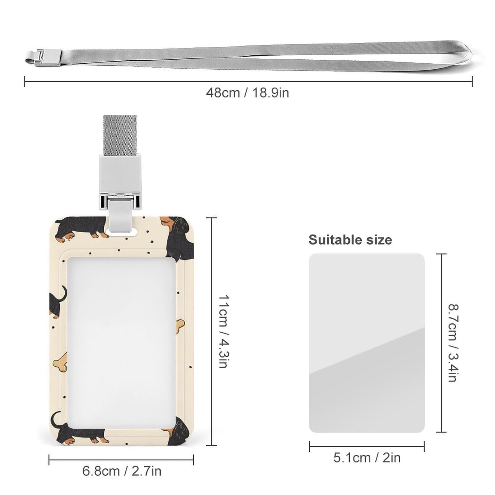 Dachshund Weiner Dog ID Badge Holder with Lanyard Vertical ID Card Holder for Travel Office Work