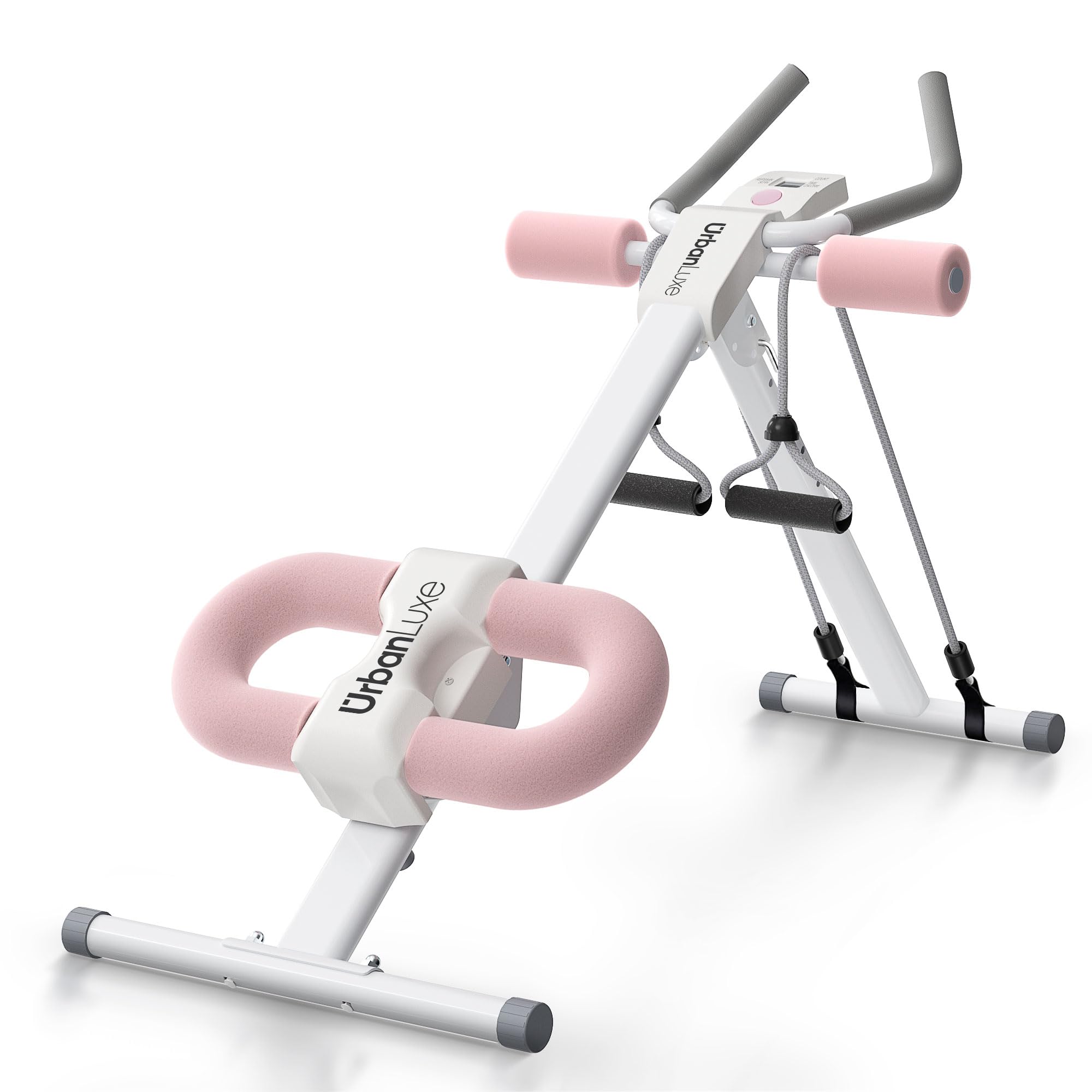 bauchtrainer für zuhause, verstellbarer Bauchtrainer mit LCD-Monitor, zusammenklappbares Bauchmuskeltrainingsgerät mit Knieschutz für das Heimtraining