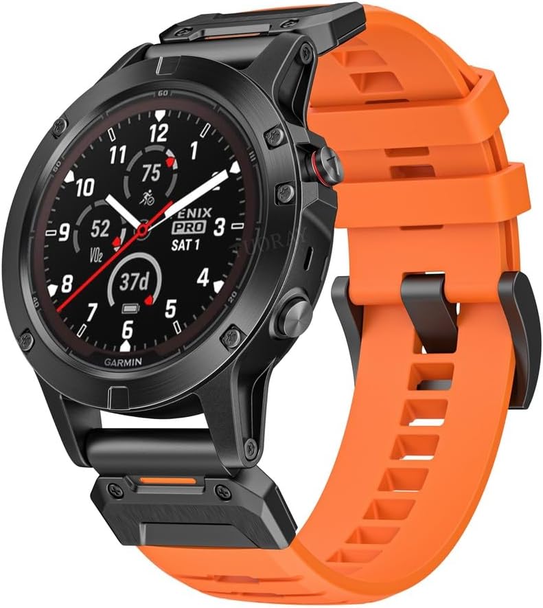 Generic Compatible for Garmin Tactix 7 AMOLED (26mm) (Color: Orange Quick Fit Watch Band Silicone Strap case)