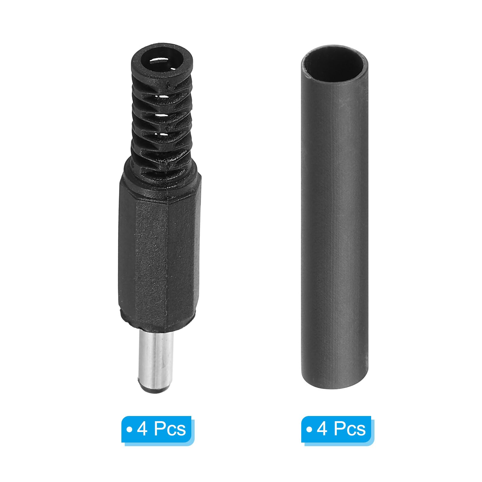 Connecteurs D'alimentation DC Mâles 3,5x1,35 Mm - Lot De 4 Avec Tubes Thermorétractables - Pour Remplacement Ou Projets DIY