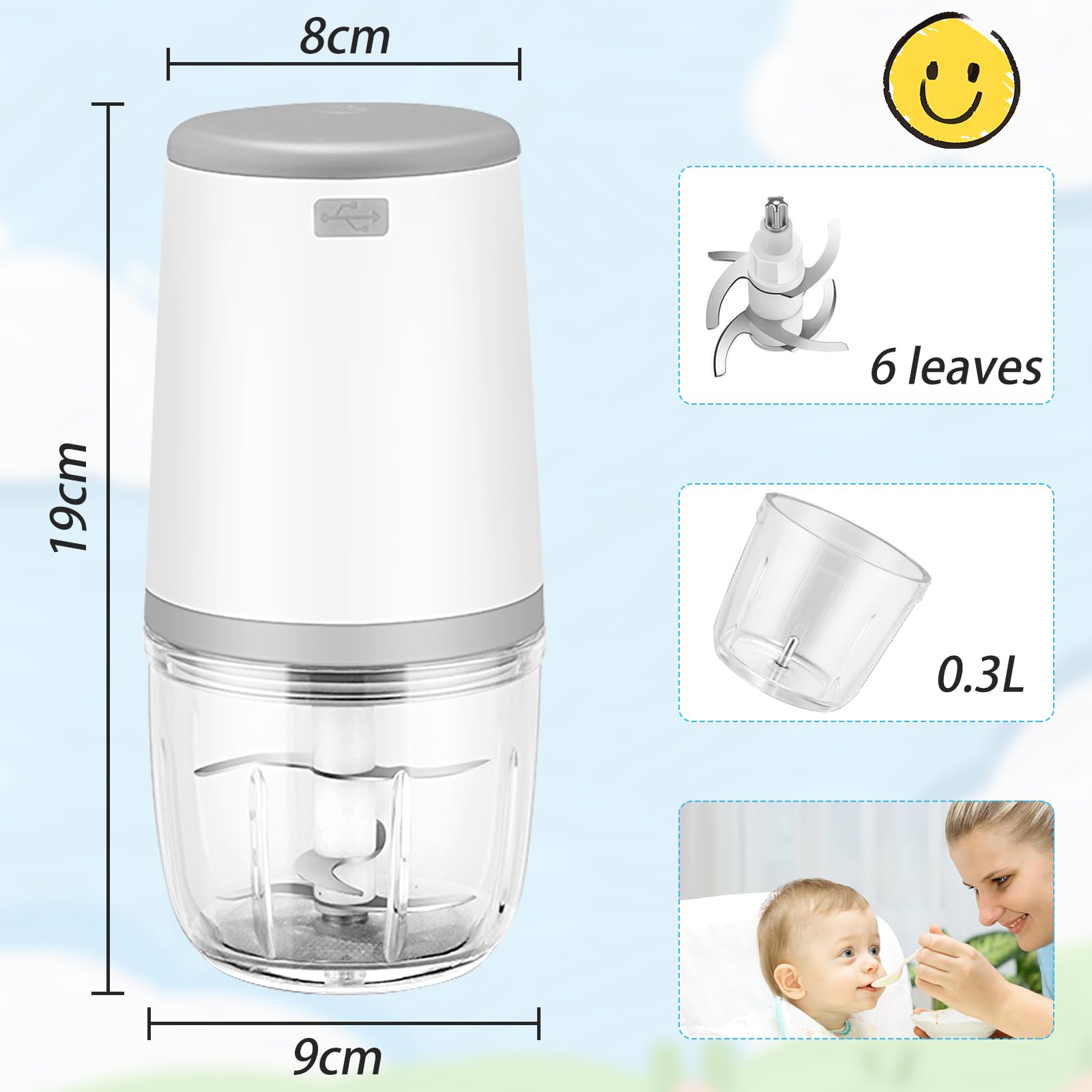 Baby Food Maker, Baby Food Processor,USB Rechargeable Personal Mixer for Baby,Mini Portable Blender for Fruit, Vegetable, Meat, Baby Food Puree Blender