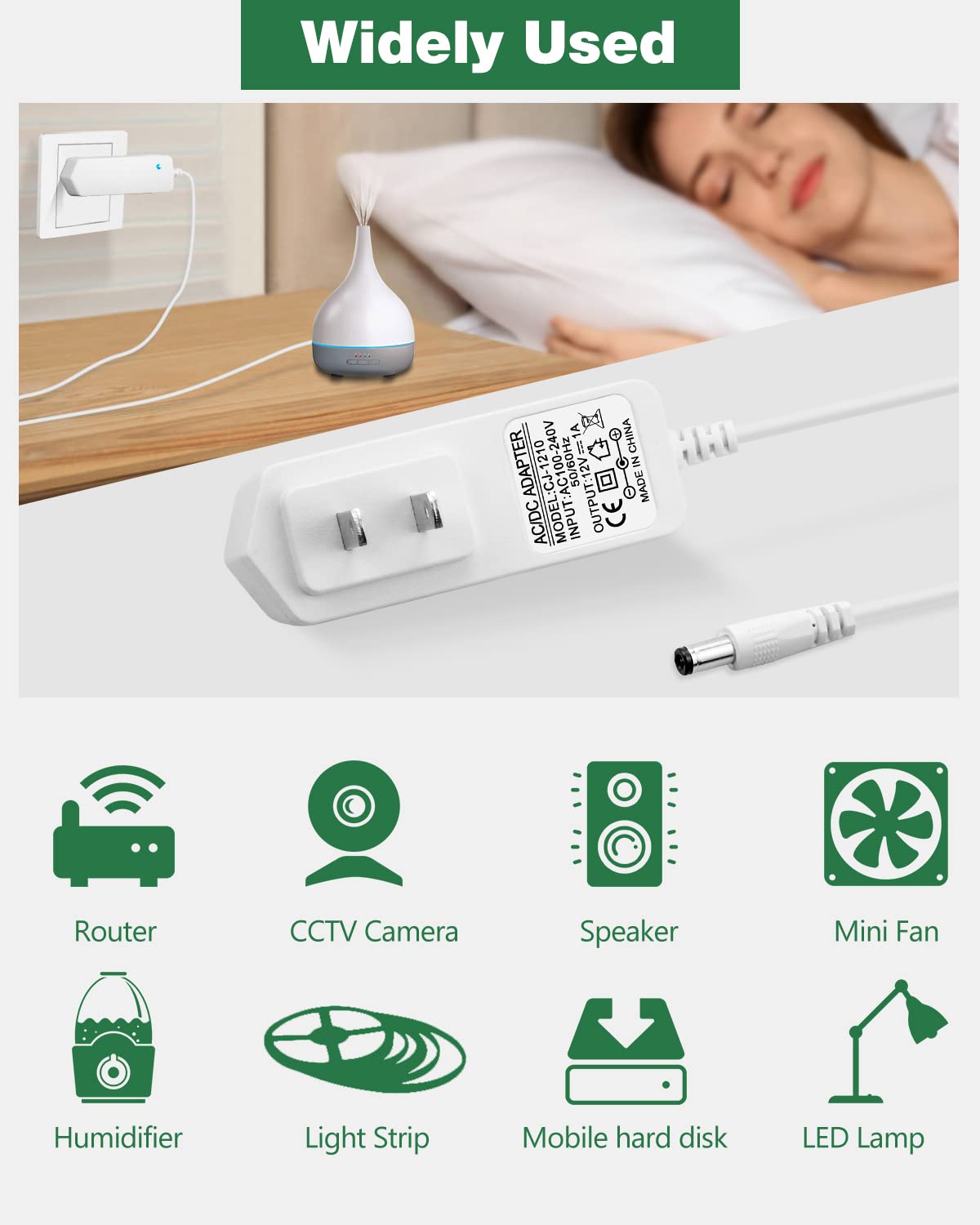 12V 1A Power Supply Adapter UK, AC/DC Adapter 100-240V 50/60Hz To DC