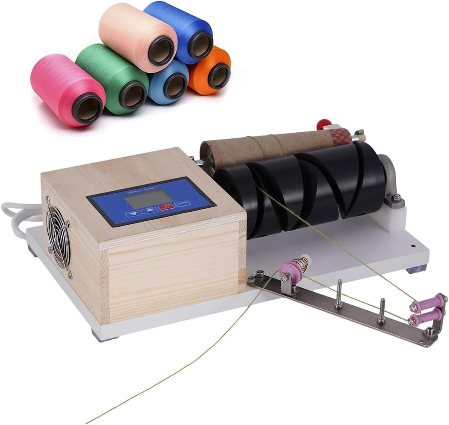 Enrollador automático de hilo, velocidad y temporizador ajustables, enrollador eléctrico de cono de lana para tejer, despelar hilos y envolver seda para entusiastas de las manualidades