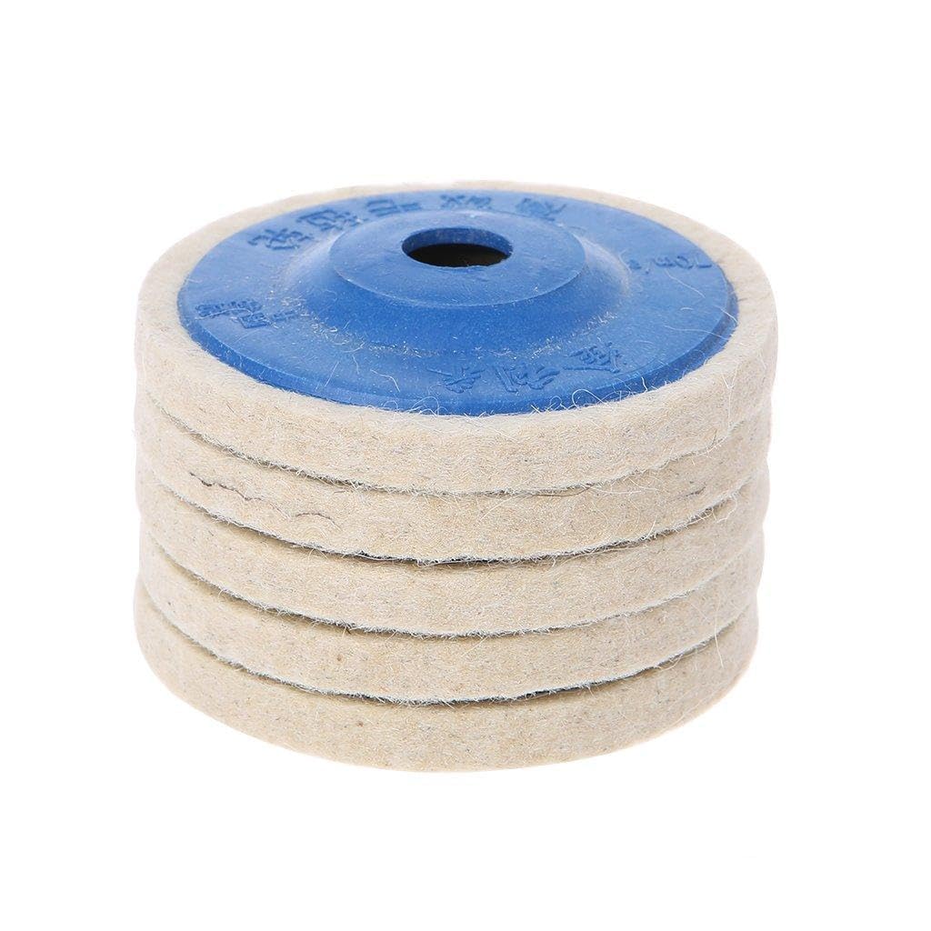 Dcaknri 5Pcs 4'' Round Polishing Wheel Felt Wool Buffing Polishers Pad Buffer Disc Tools Angle Grinder Disc
