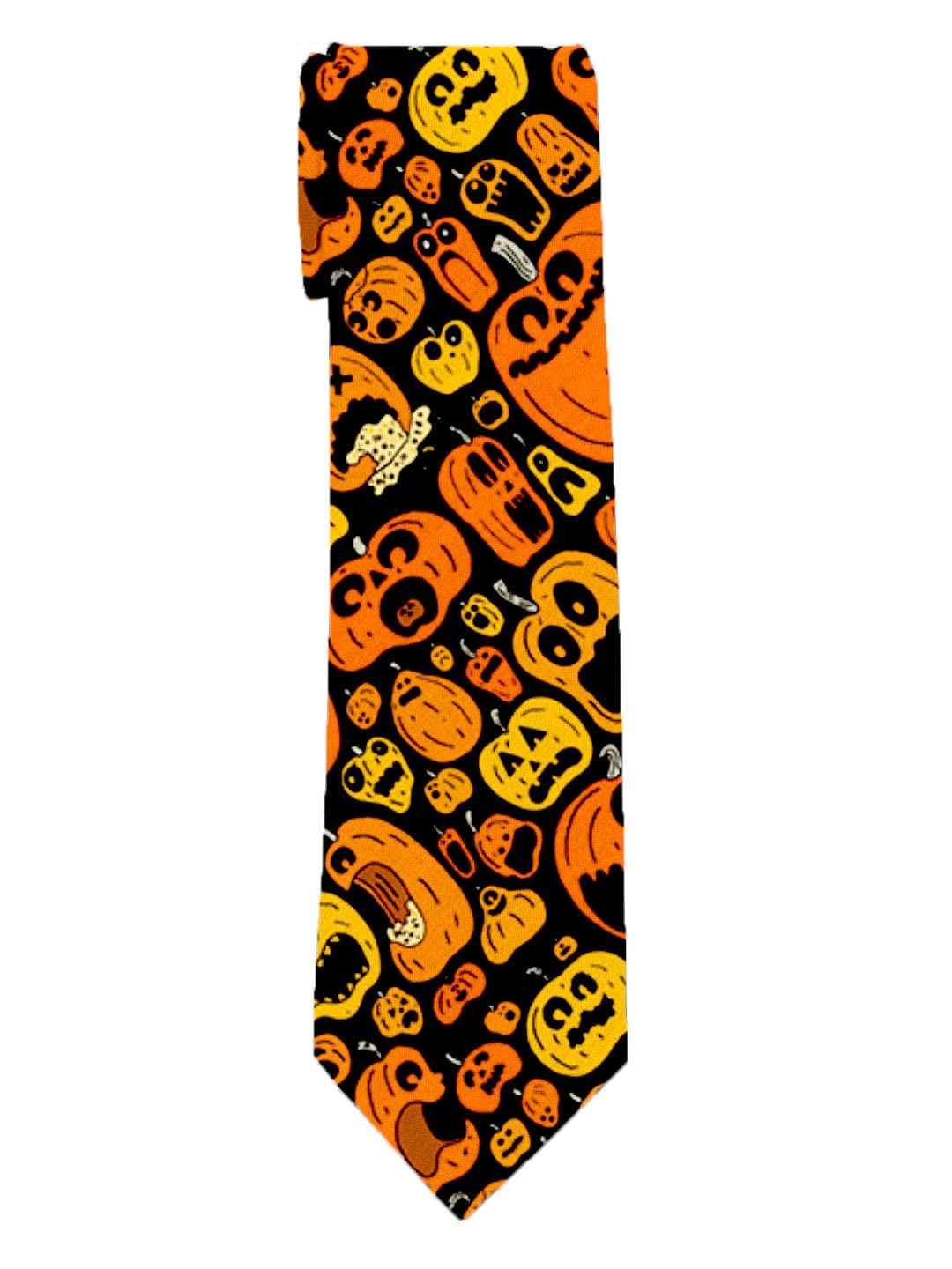 blacksmith Men's Satin Cracky Pumpkins Design Tie (Black)-picture-26