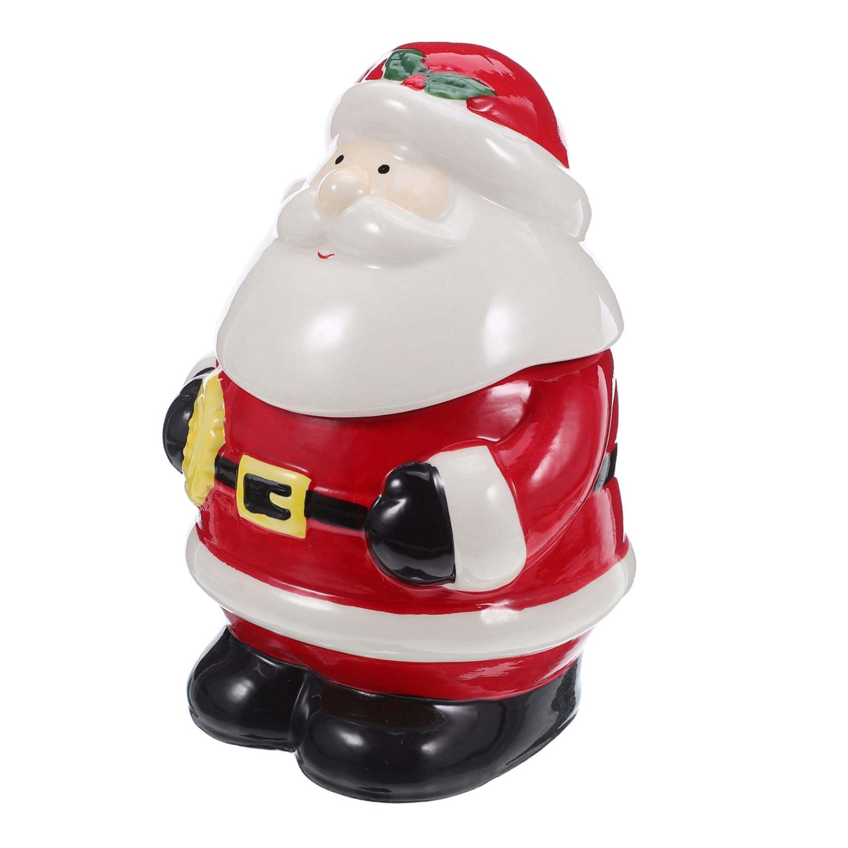 Zerodeko Boîte à Biscuits de Noël Père Noël Céramique avec Couvercle Petite Boîte à Bonbons pour Fêtes Sucrier de Rangement
