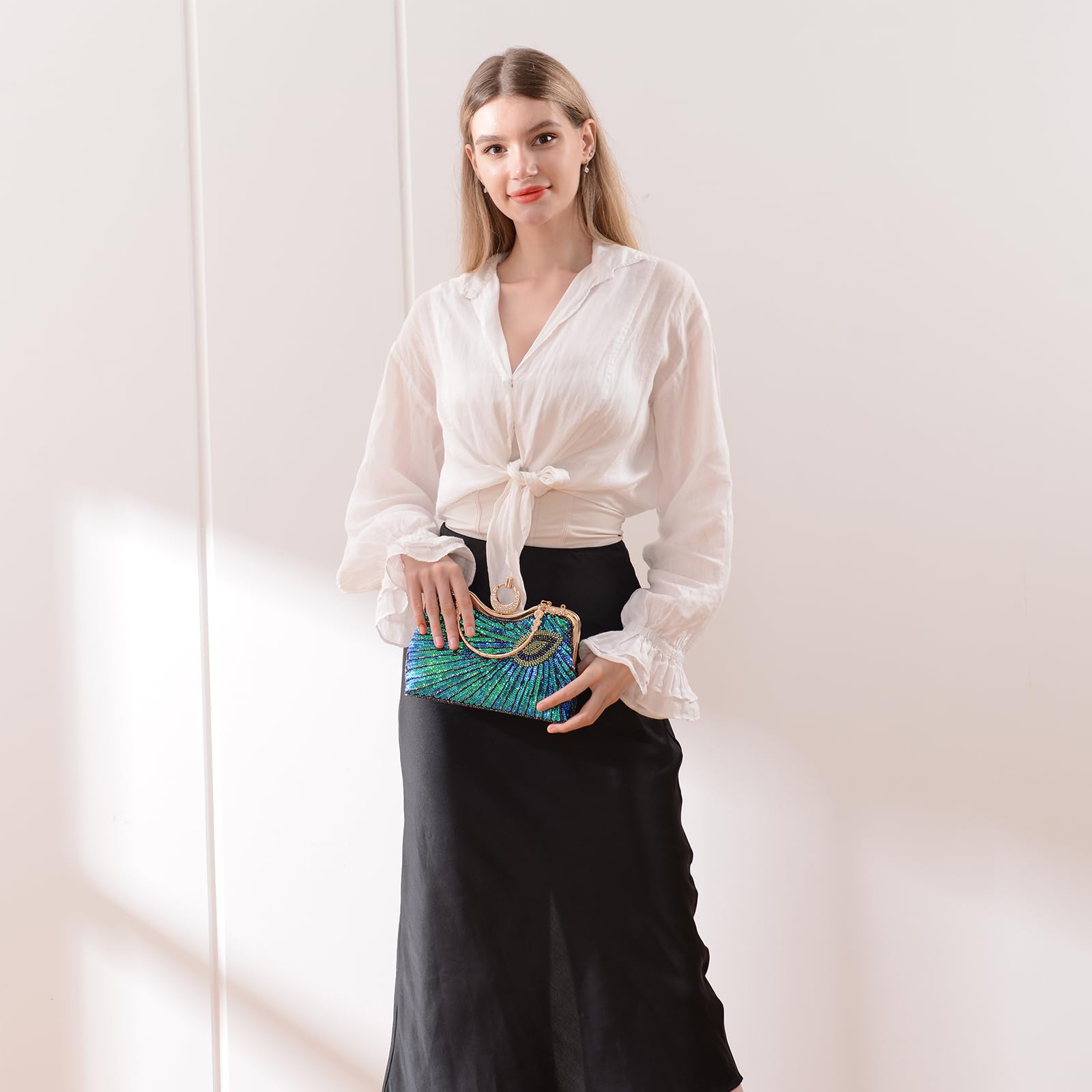 BAIGIO Borsa da sera con paillettes da donna