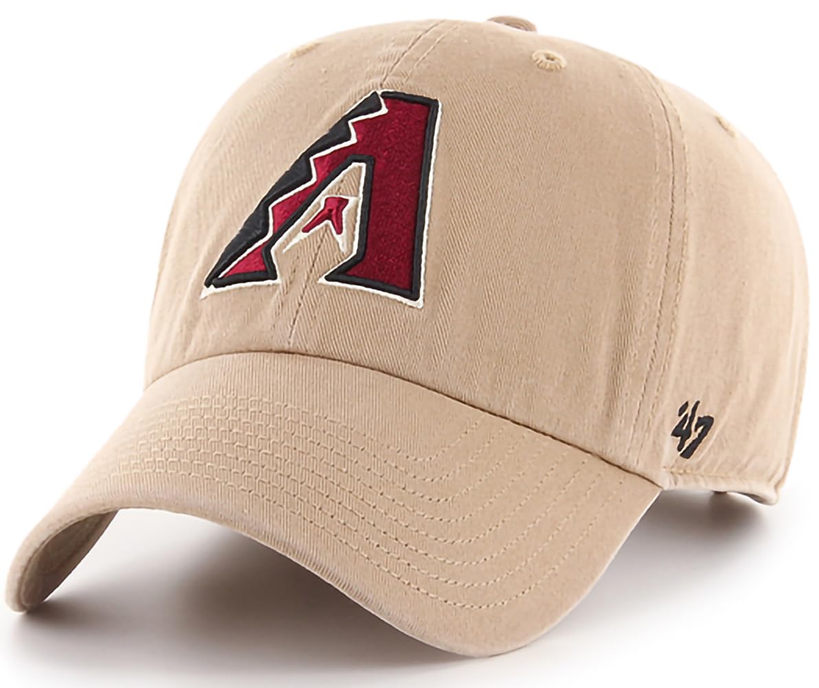 47 Brand MLB Khaki Primary Logo Clean Up Adjustable Strap Baseball Dad Hat Cap, Adult One Size Fits All