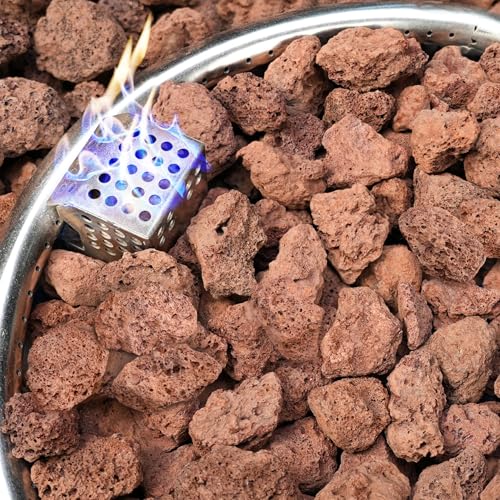 NUPICK 10lb Red Lava Rocks for Fire Pit, 0.5'-1.5' Volcanic Rock for Fireplace Indoor Outdoor, Lava Stone...