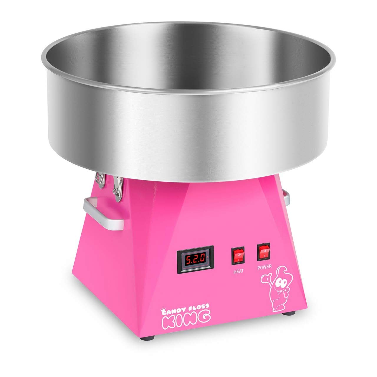 Royal Catering RCZK-1030-W-R Machine a Barbe a Papa Professionnelle (Ø 52 cm, 1200 W, 1 portion / 30 s, Acier Inoxydable) Rose
