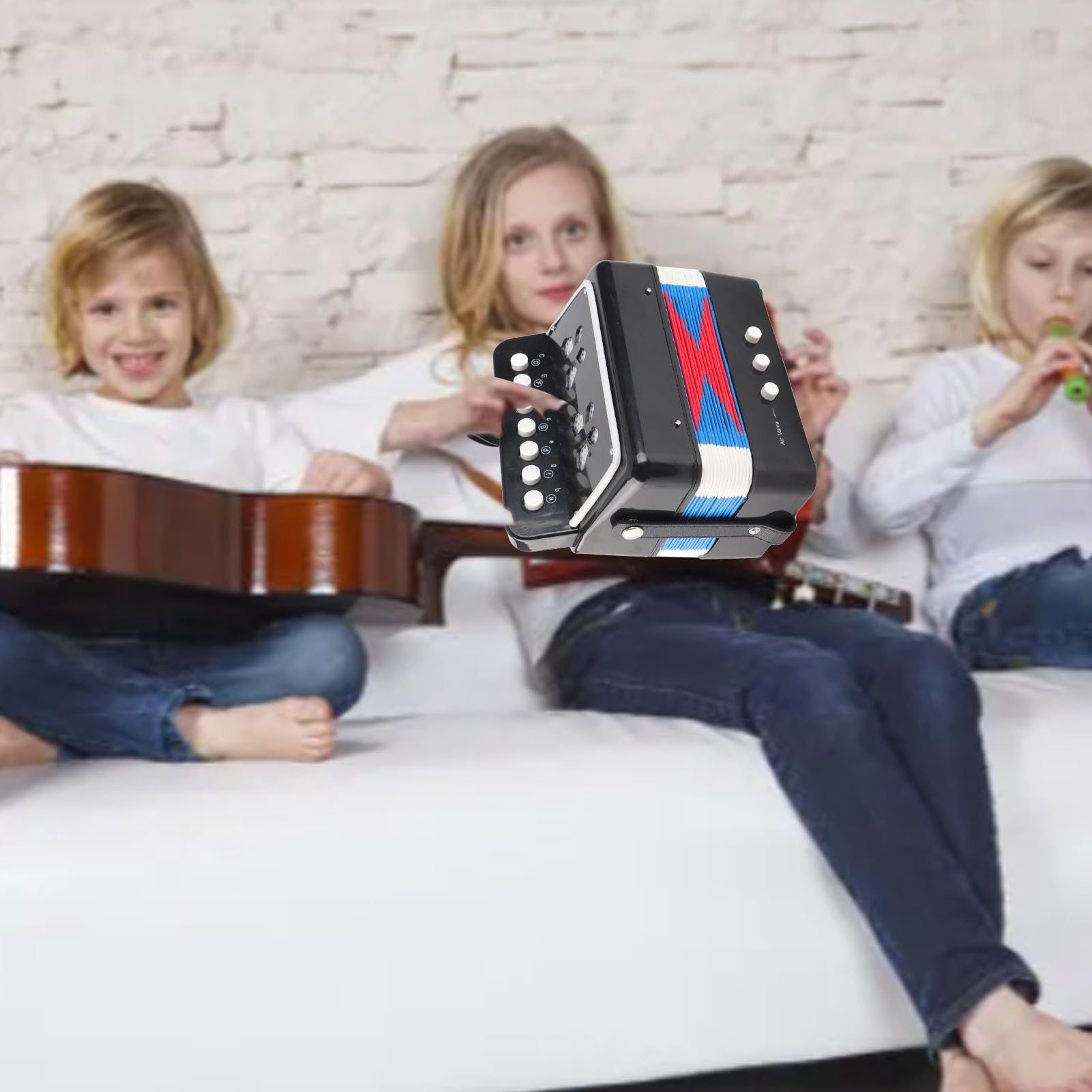 Accordéon Jouet Accordéon Instrument de Musique 2 Basses 7 Touches pour Enfants Jouet Blanc pour Enfants dans le pour EnfantsKid AccordionAccordion Musical InstrumentAccordionAccordion (BLACK)