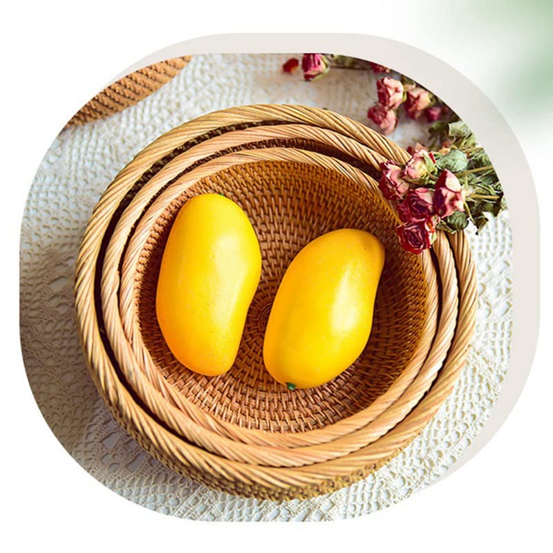 Amazon｜編み込み収納バスケット 手編みの丸型籐バスケット(20*7cm