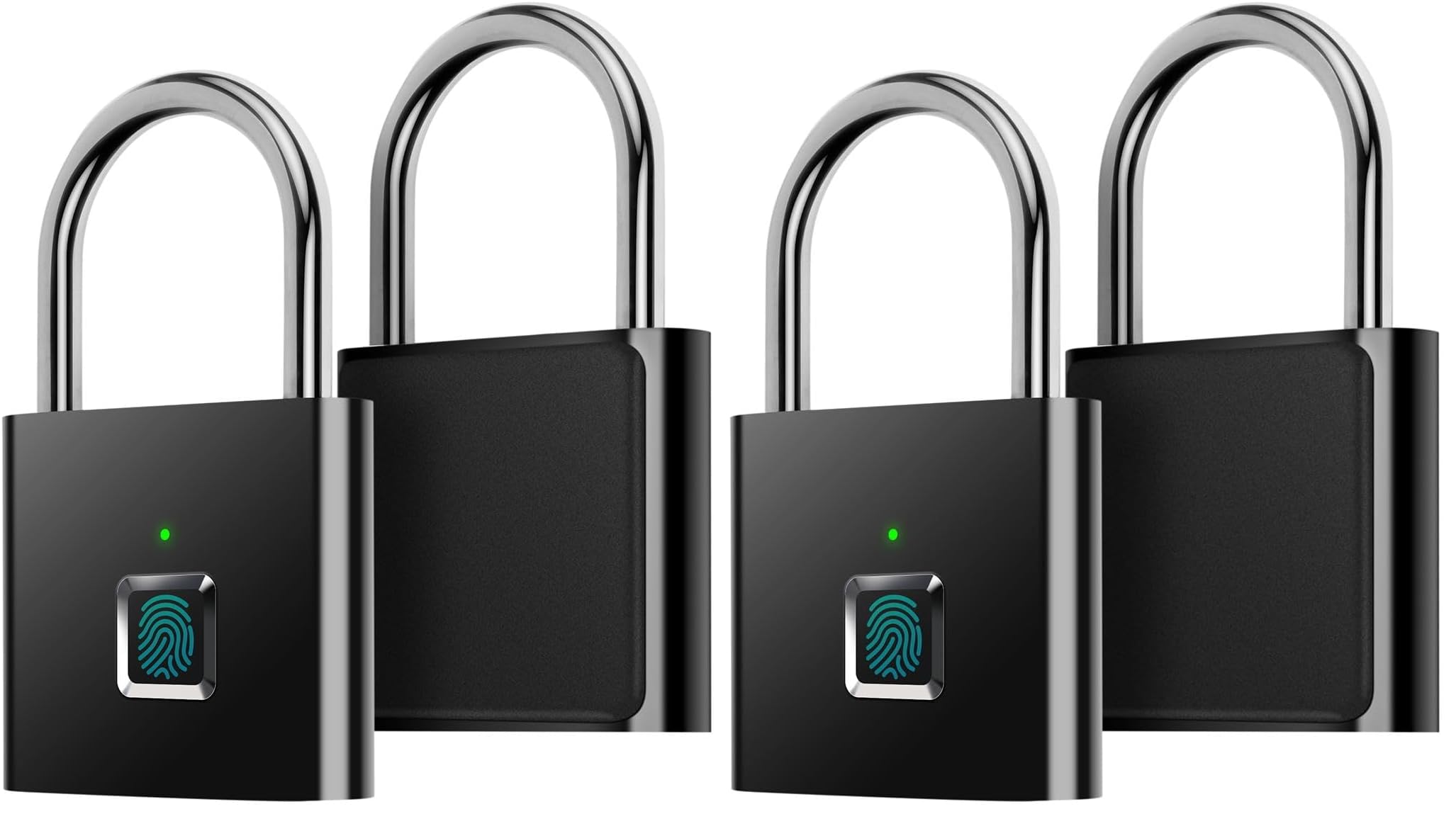Fingerprint Padlock,AICase Ultra Light One Touch Open Fingerprint Lock with USB Charging for Gym, Sports, School Employee Locker,Fence, Suitcase,Bike No App, No Bluetooth，No Trouble (Pack of 2)