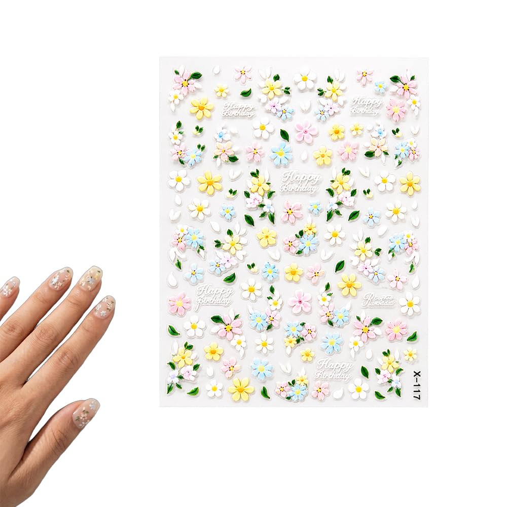 3D Embossed Nail Art Stickers Flower Nail Decals Spring Nail Designs for Women DIY Manicure-image-30