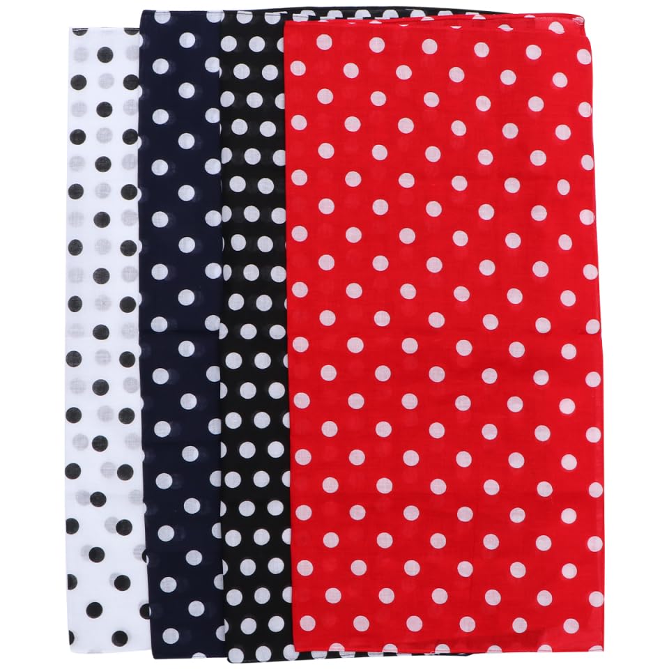 TOGEVAL Pañuelo en Pack de 4 Piezas de Algodón de Lunares Flamenco Hombre Cuello Cómodo Diseño de Moda y Unisex para Dance y Hiphop