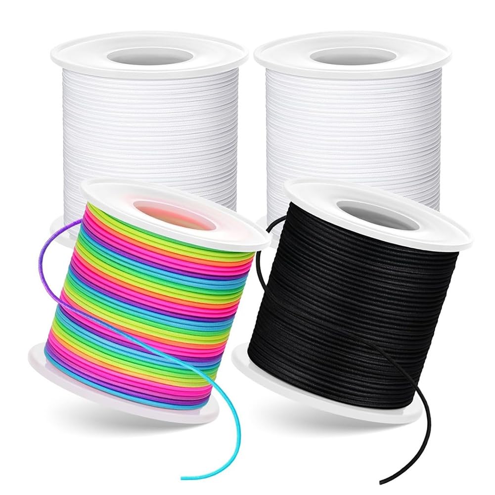 IJSDNVJNDX Stretchy Bracelet String Kit- for DIY Crafts Includes 4 Rolls of Elastic String, Scissors, Beading Needle& 1mm Stretchy Cord
