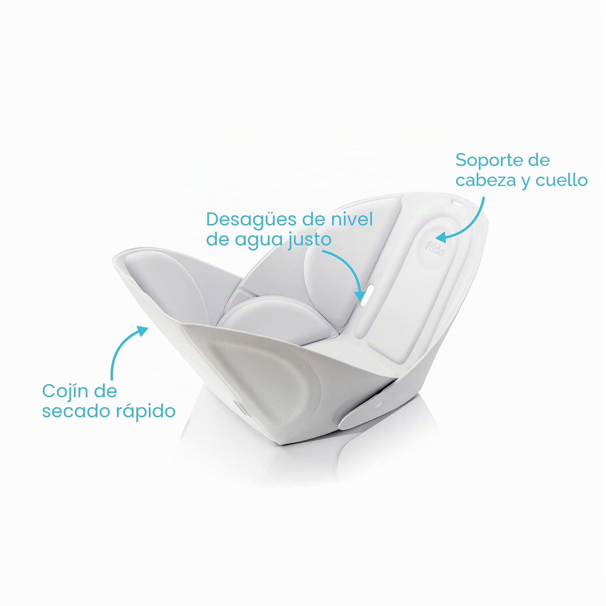 Frida Baby Bath - Bañera para bebé fácil de limpiar + cojín de baño que soporta la cabeza del bebé