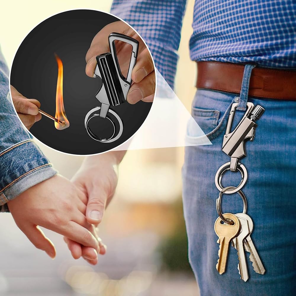 YGCHEN Accendino Eterno 3 in 1, Accendifuoco in Metallo con Apribottiglie, Mini Accendino Multifunzione per Zaino e Chiavi, Ideale per Campeggio, Escursionismo ed Emergenza - Regalo per Uomo Pratico