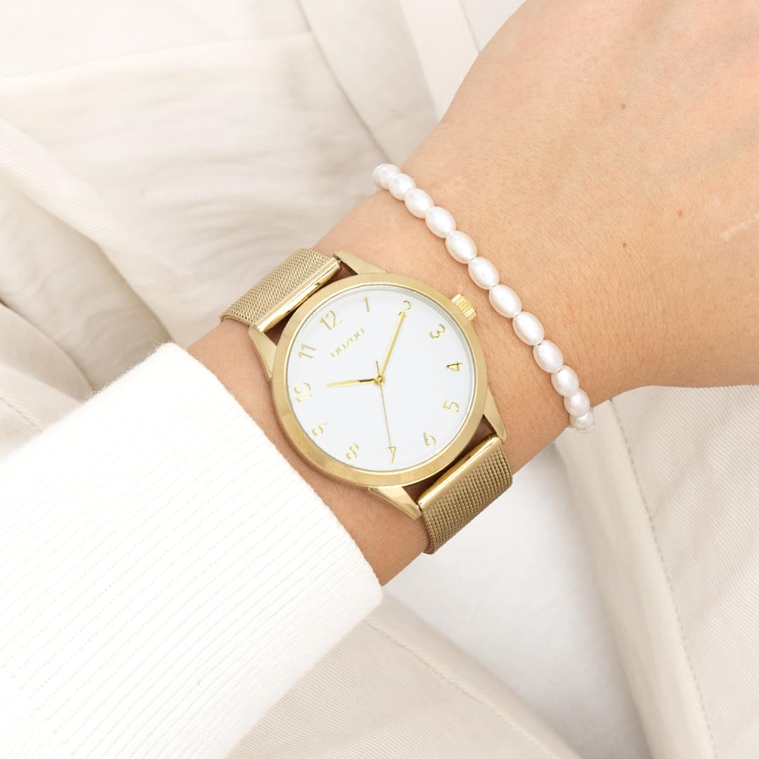 Oozoo - Timepieces Damen Uhr | Armbanduhr Damen mit Mesharmband | Moderne Uhr für Frauen | Edle Analog Damenuhr in rund (40mm Gehäuse)
